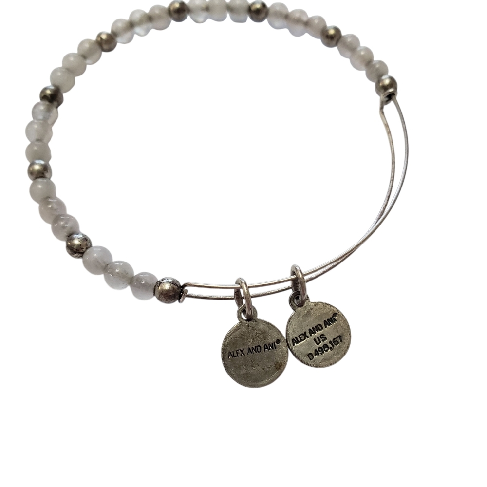 Alex and Ani White and Silver Beaded Bracelet